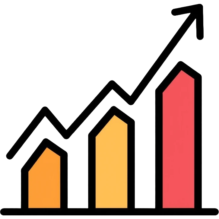 business chart with upward trend emoji