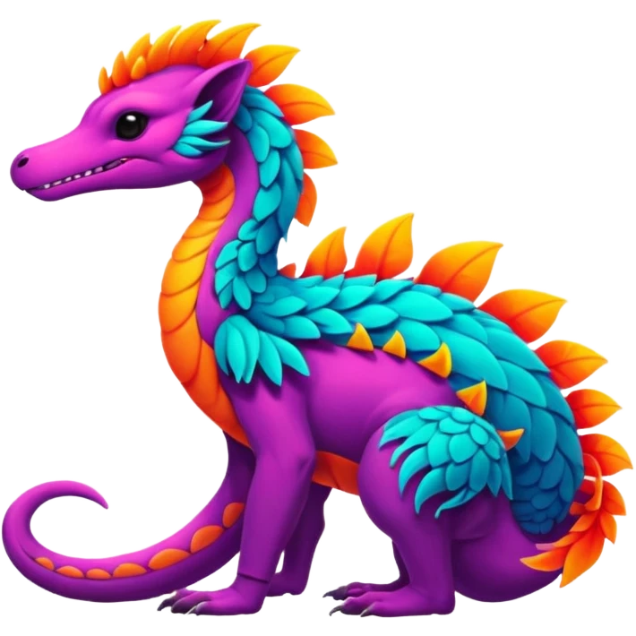 Exotic lush warm-colored neon Fakémon-Fionbri-creature emoji