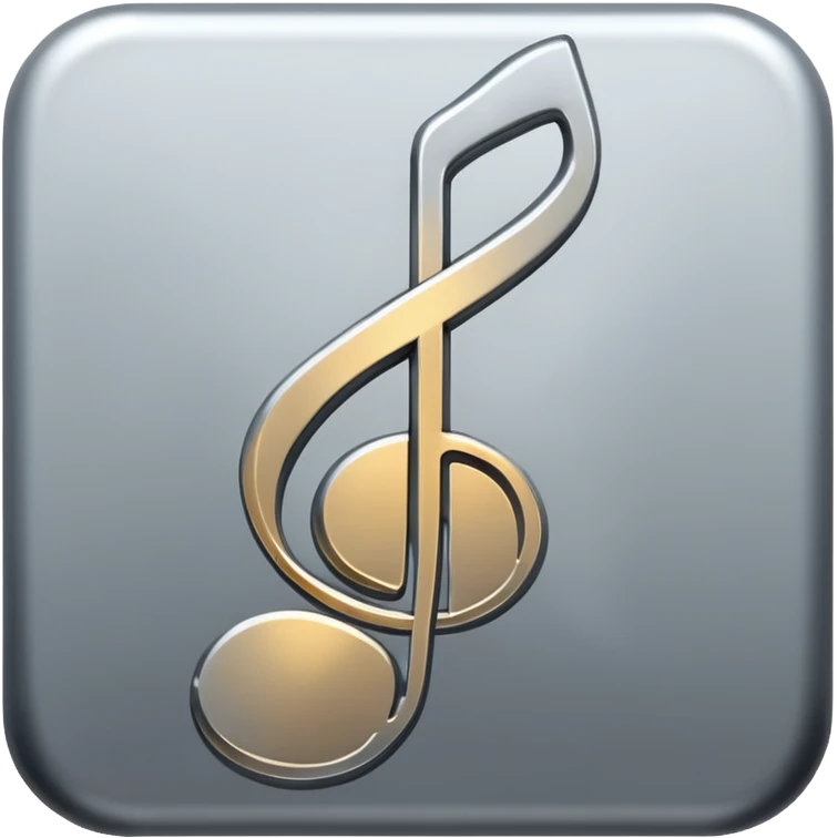 music note with a chromic metal texture, no gold emoji