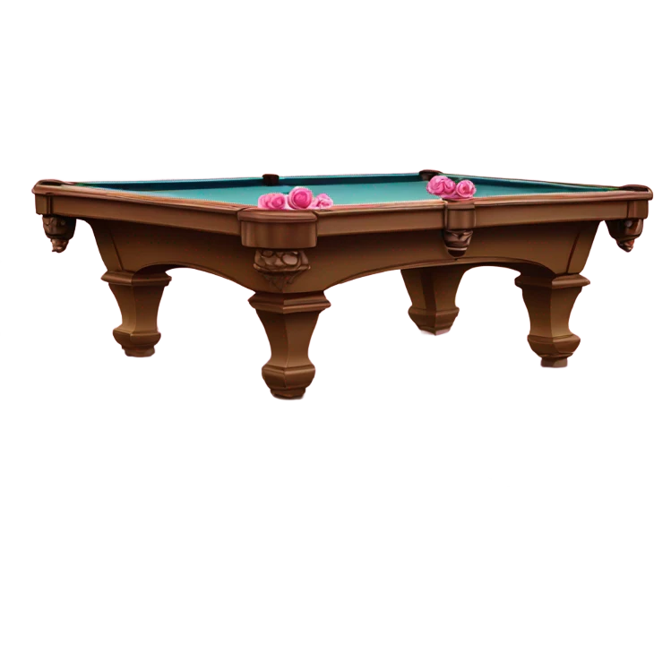 Pink pool table with sparkles and vines of roses  emoji