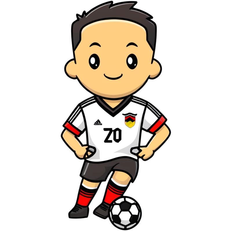 Cartoon German soccer player with jersey emoji