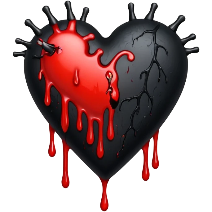 goth heart with a bleeding effect emoji
