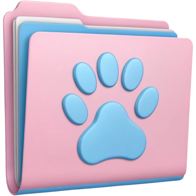a pastel folder of documents with a pawprint on it emoji