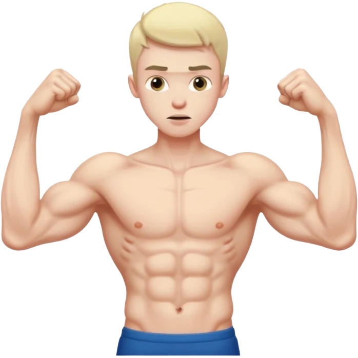 A skinny guy imagines himself getting stronger. emoji