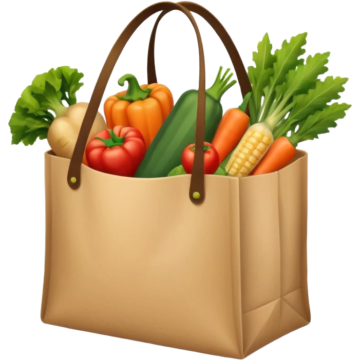 groceries in a bag with vegetables emoji