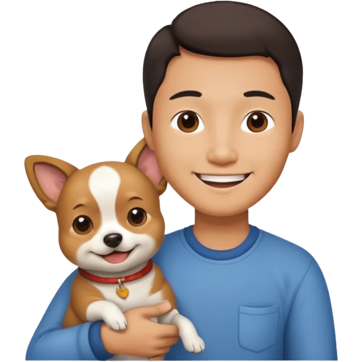 Chinese man with a dog emoji