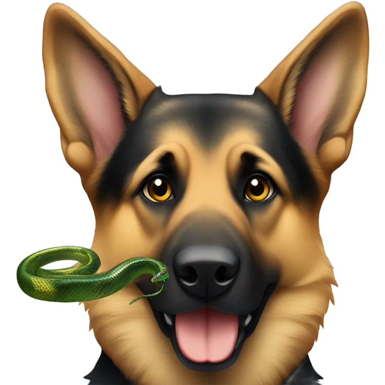 German shepherd with a snake emoji