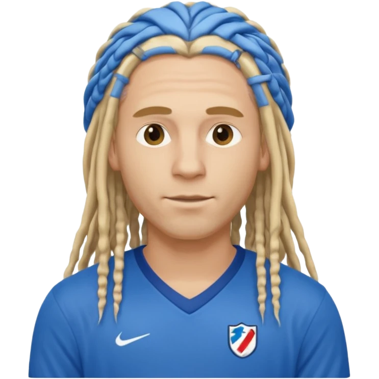 blonde long  dreadlocks man with blue jersey emoji