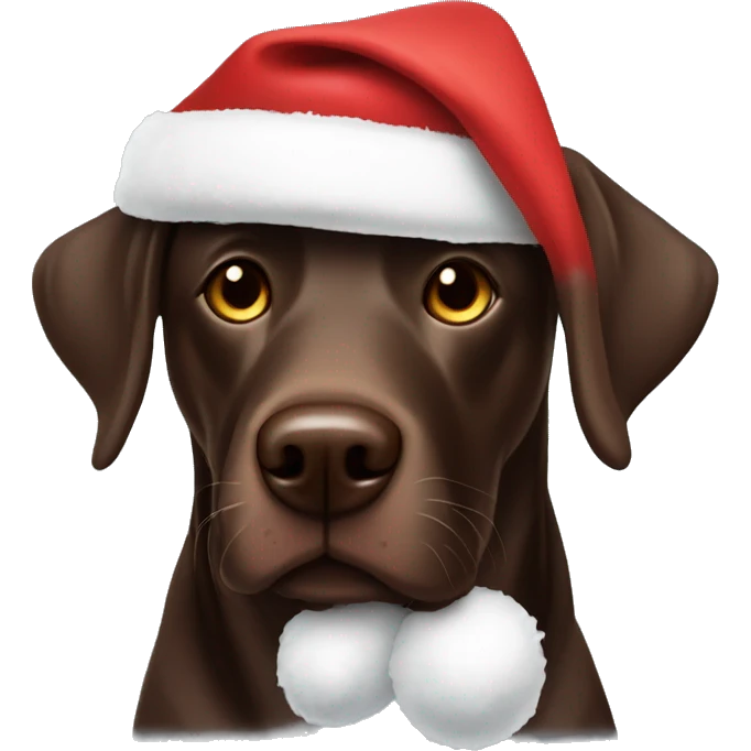 Chocolate lab with Santa hat emoji