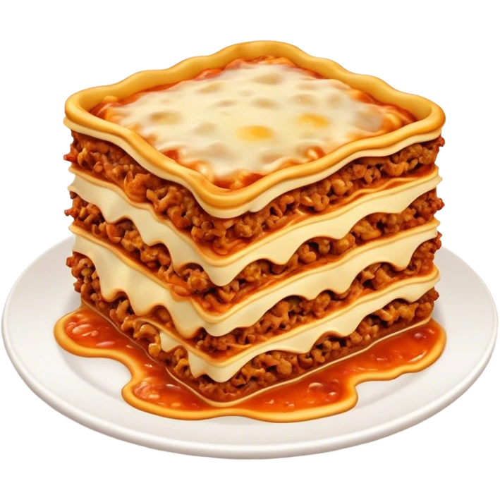 Lasagne alla Bolognese Cinematic Realistic Lasagne alla Bolognese Dish Emoji, depicted as a messy, layered pasta dish overflowing with melted cheese and rich meat sauce, rendered with hearty textures and warm, indulgent lighting. emoji