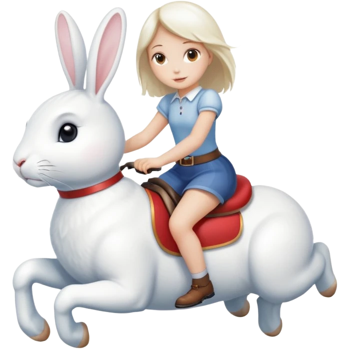 Riding girl on bunny emoji