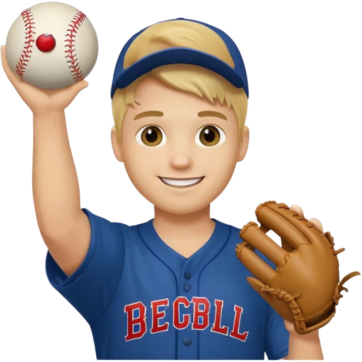 Blonde College guy holding up a baseball emoji