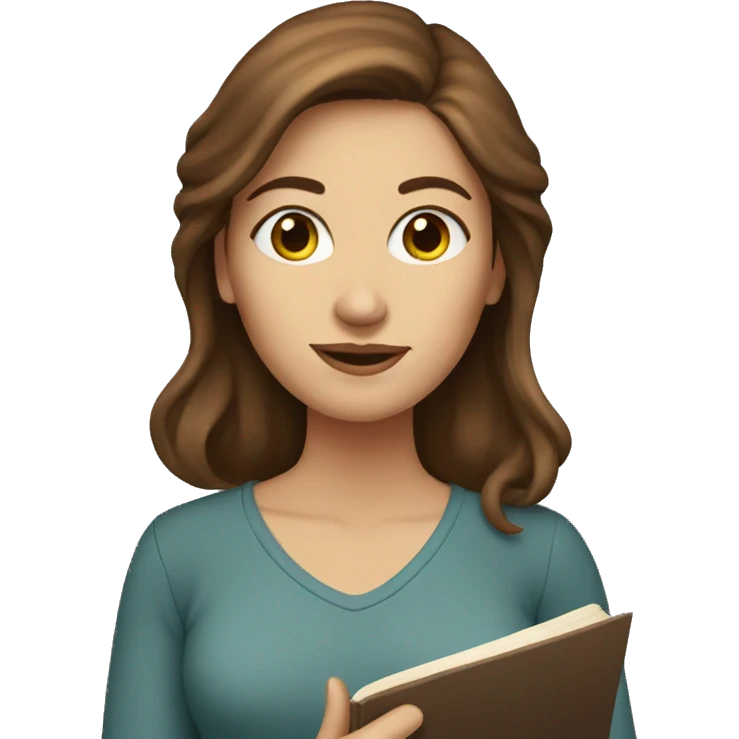 brown-haired white woman with book  emoji