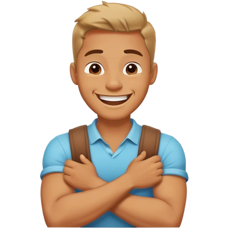 arms crossed holding neck laugh guy  emoji