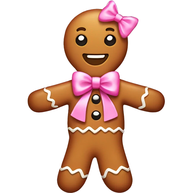 Gingerbread man with a pink bow  emoji