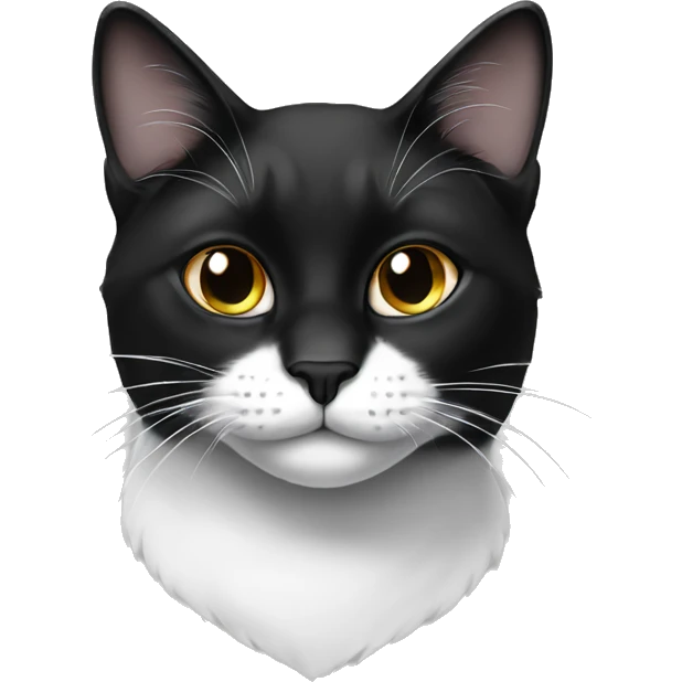 Black and white cat half face black emoji