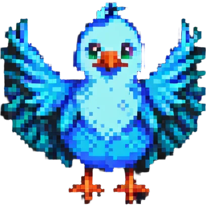 A bird in the style of an icon, pixel art emoji