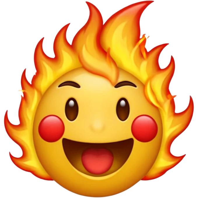 Crée moi un emoji qui crache du feu par la bouche et qui est en colère avec le front tout rouge et les emoji normal jaune là tout rond emoji