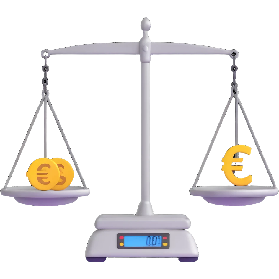 balance scale with euro symbols in both plates emoji