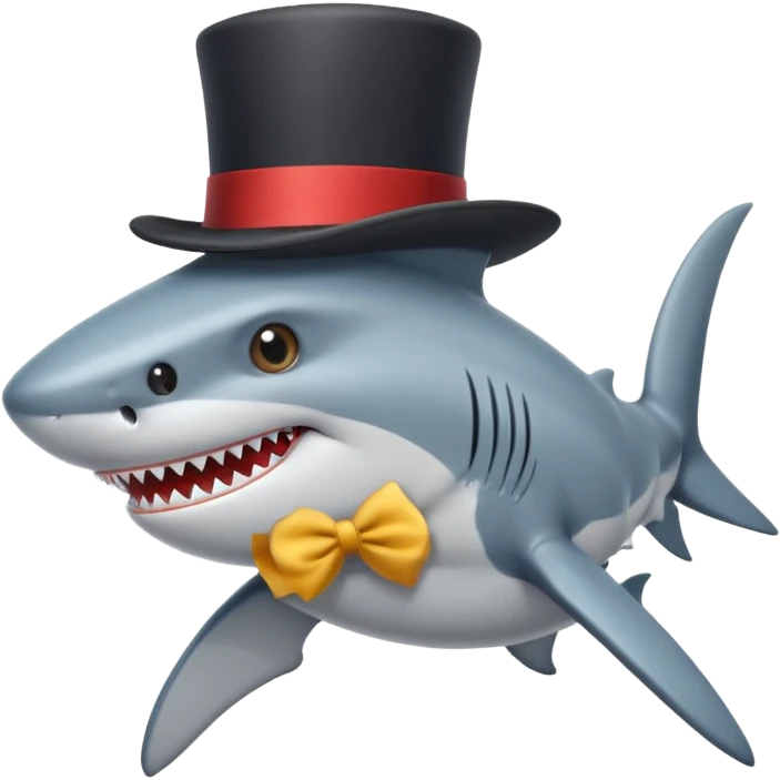 Shark with a top hat emoji