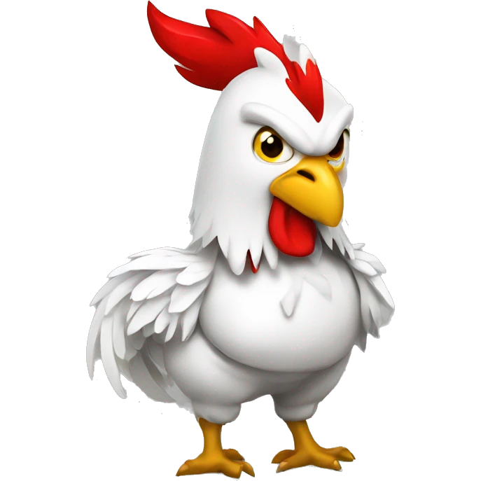 White rooster fighter with red flag emoji