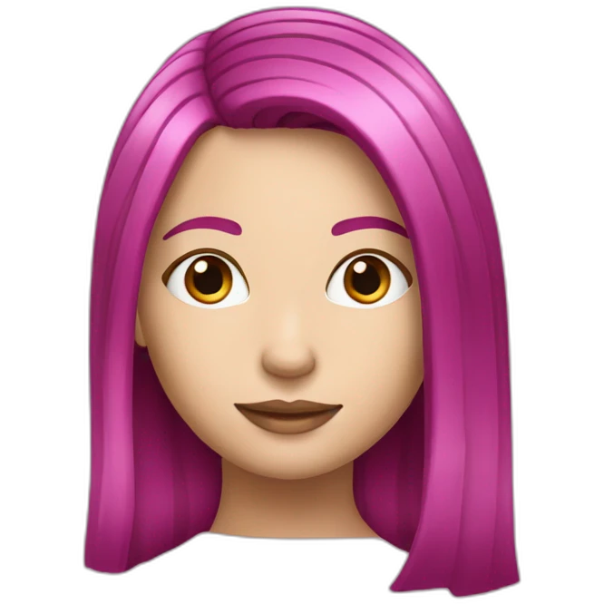 White girl with medium long straight magenta hair  emoji