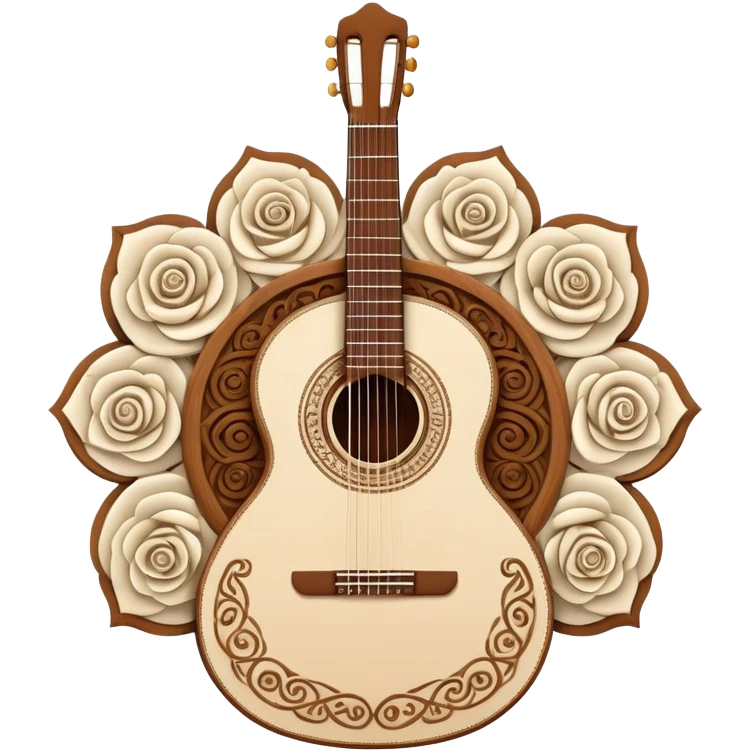 white classical Spanish guitar with intricate rosette designs emoji