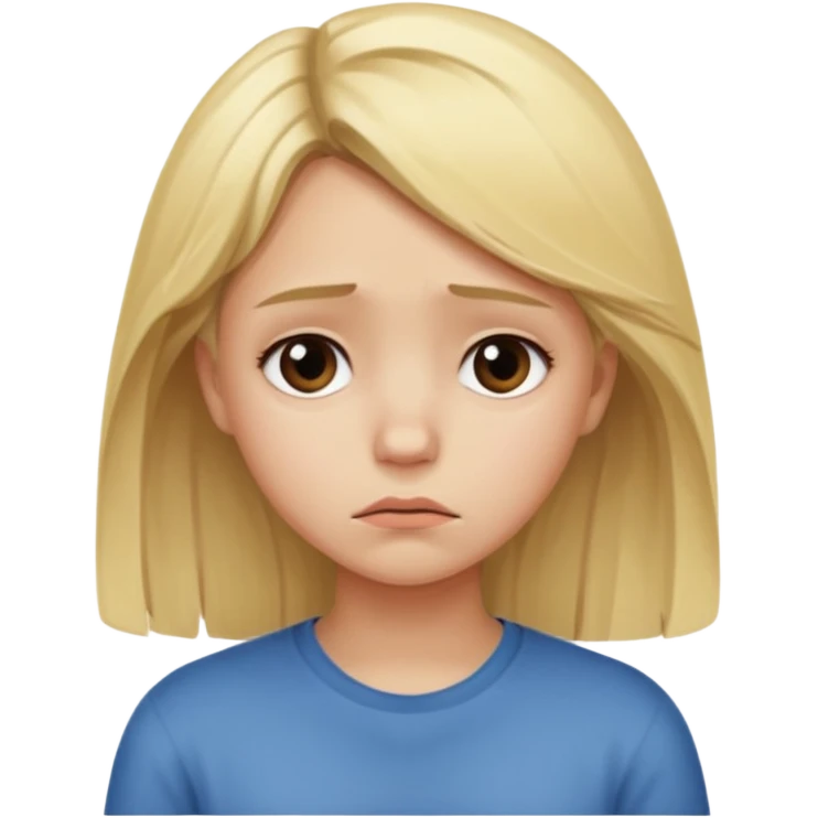 Young girl with blonde hair and a sad, discouraged face emoji