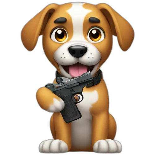 dog with gun on paw emoji