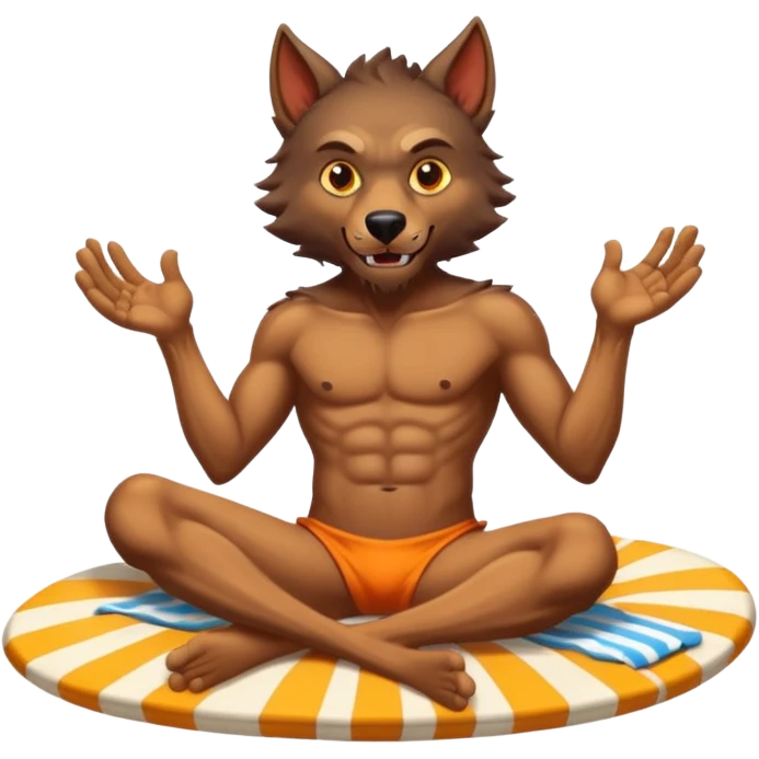 Werewolf sunbathing on the beach emoji