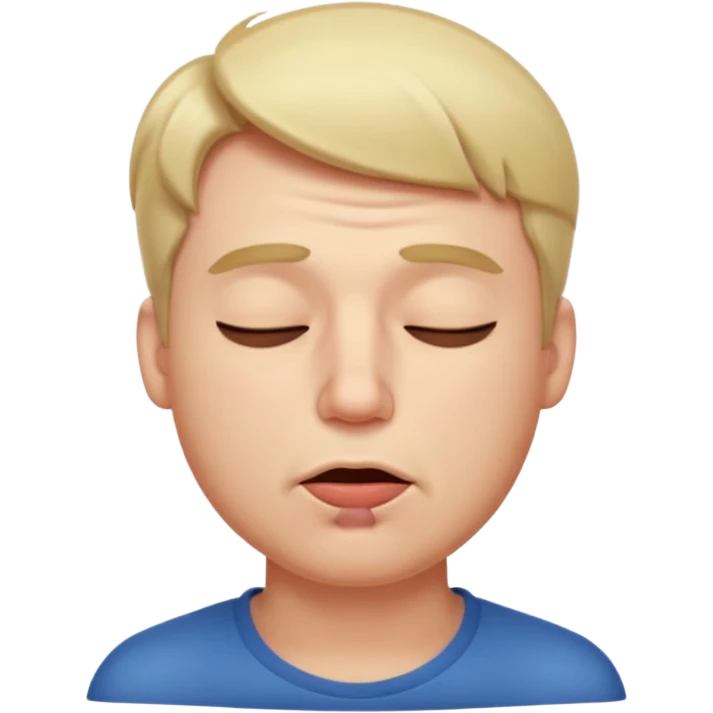A male squinting his eyes closed but the mouth is whistling emoji