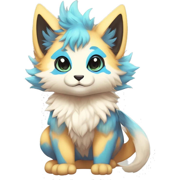 Anthro Fluffy Cool Cute Magical Celestial Elemental Colorful Vibrant Colors Kemono-style Chibi Fantasy-Animal-Fakémon-Pokémon-Hybrid Fur-Sona Aesthetic Full Body emoji