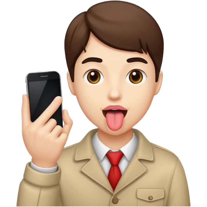 Person sticking out tongue and holding up hand phone emoji