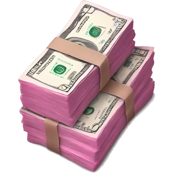 Stack of pink dollar bills emoji