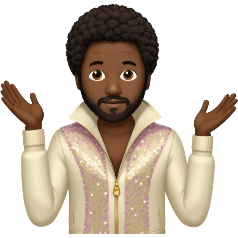 Eddie Levert from The O'Jays with dark brown afro hair, cream sequin outfit emoji