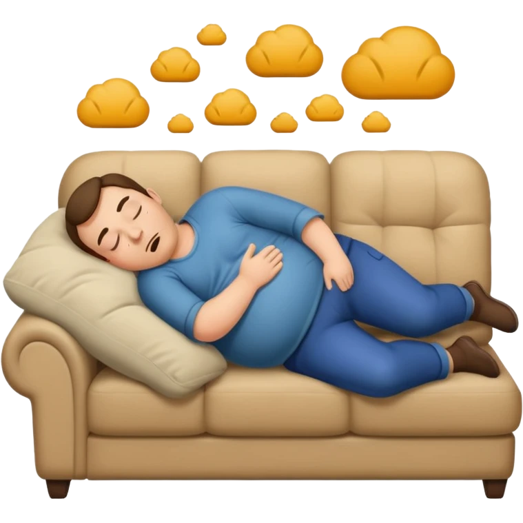a man with a full belly passed out on the couch emoji
