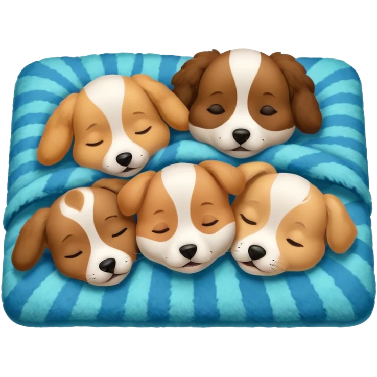 Three different dogs sleeping on a blanket emoji