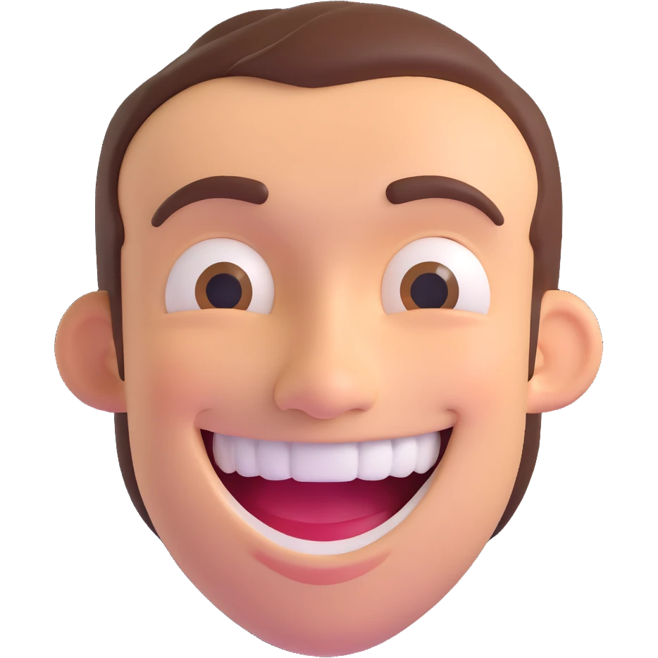 a man with a big smile, expressive face emoji
