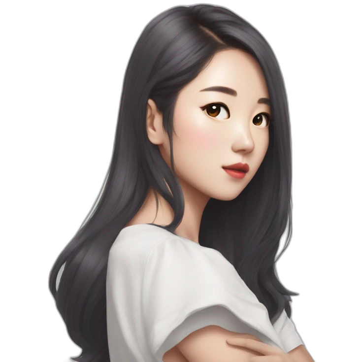 arms crossed kpop girl idol looking back over shoulder emoji