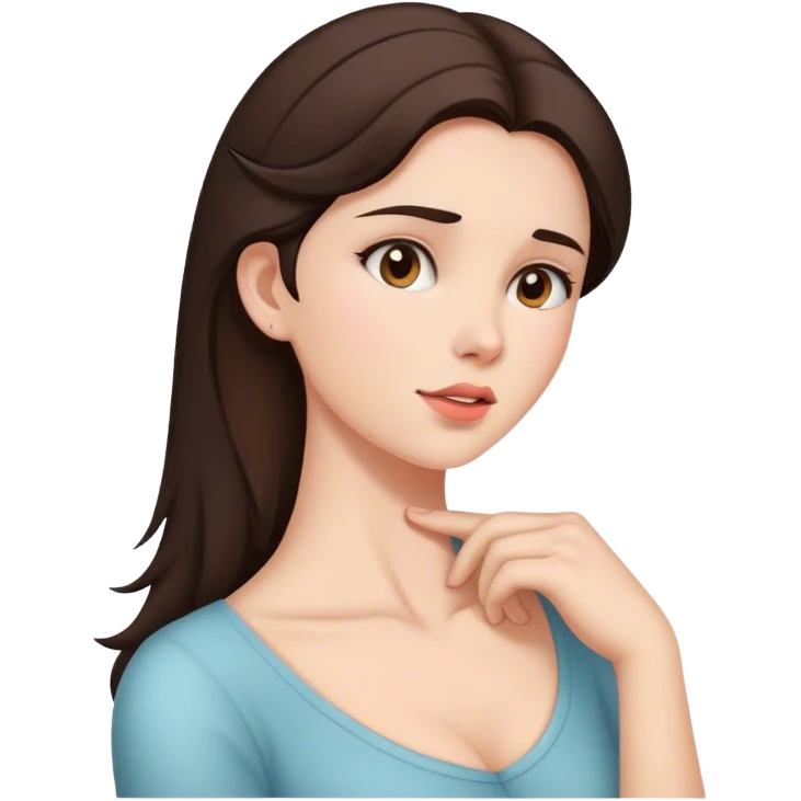Side view of brunette holding her neck emoji