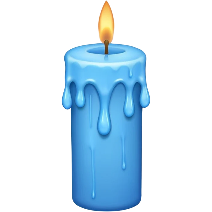 Dripping blue candle held diagonal wax dripping down emoji