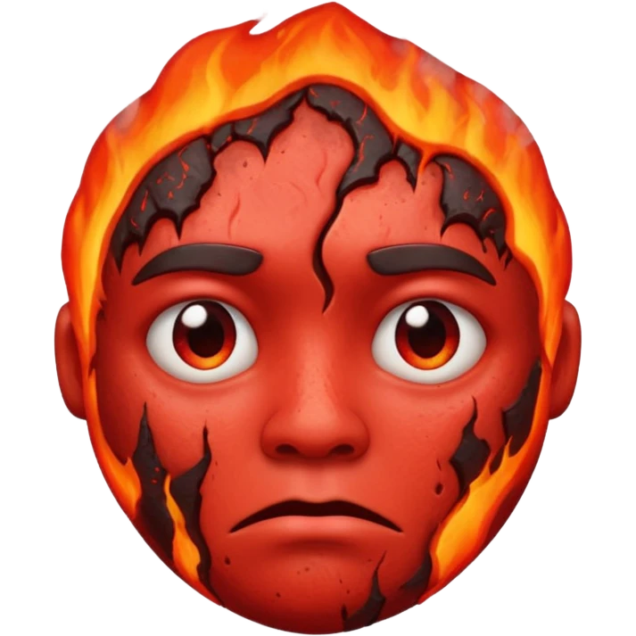 make this image with a sad face thats red with lava and steam coming from the head emoji