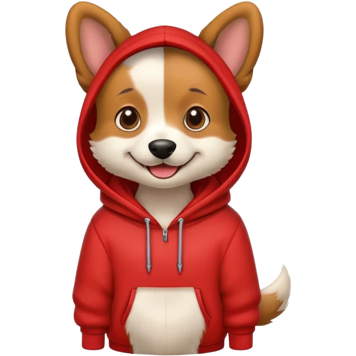 Dog wearing a red hoodie emoji