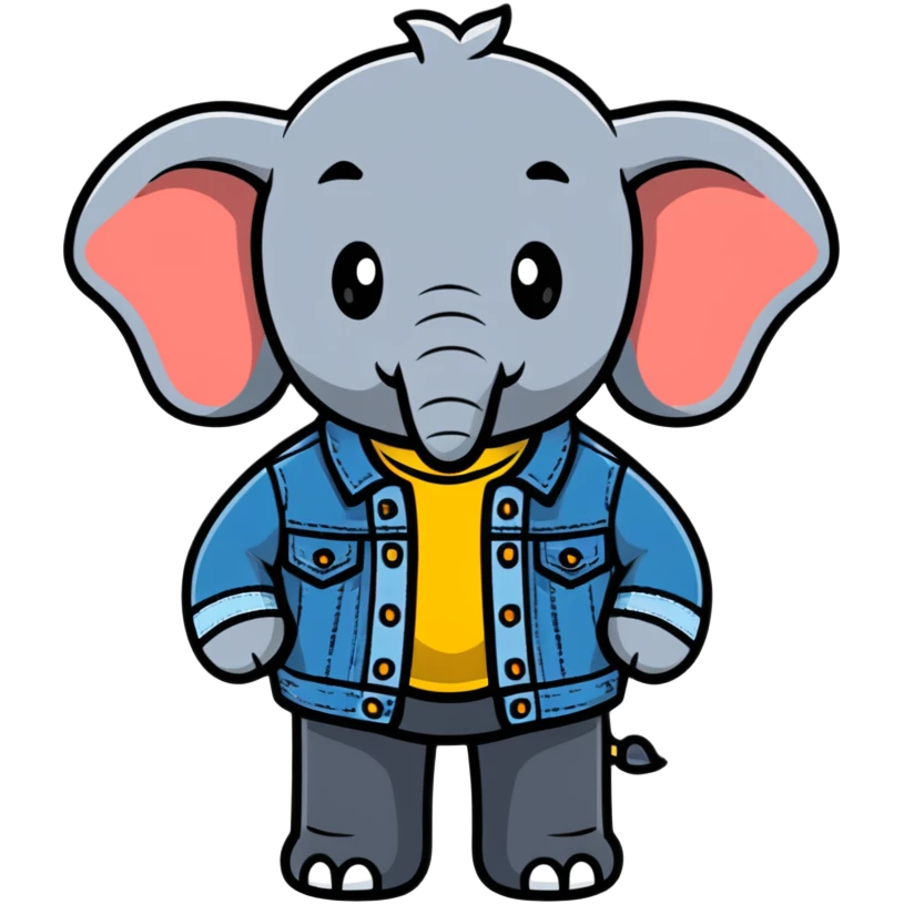 Elephant wearing a jean jacket emoji