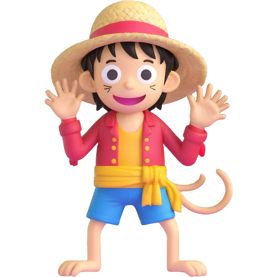 Monkey D. Luffy from One Piece with straw hat emoji