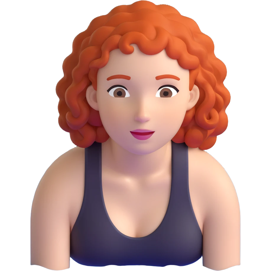 22-year-old white female athlete swimmer with curly red hair about to enter a pool emoji