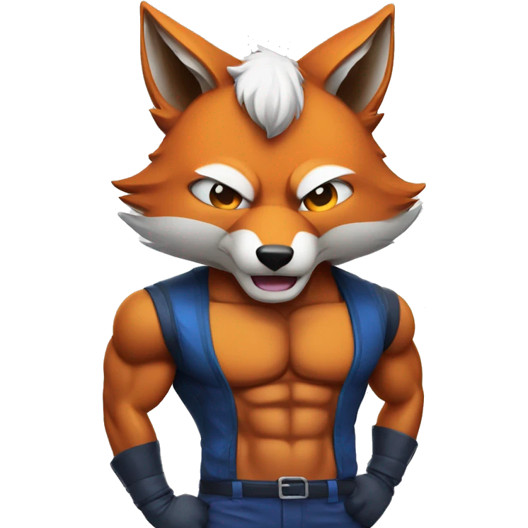 fox mascot with jacked abs emoji