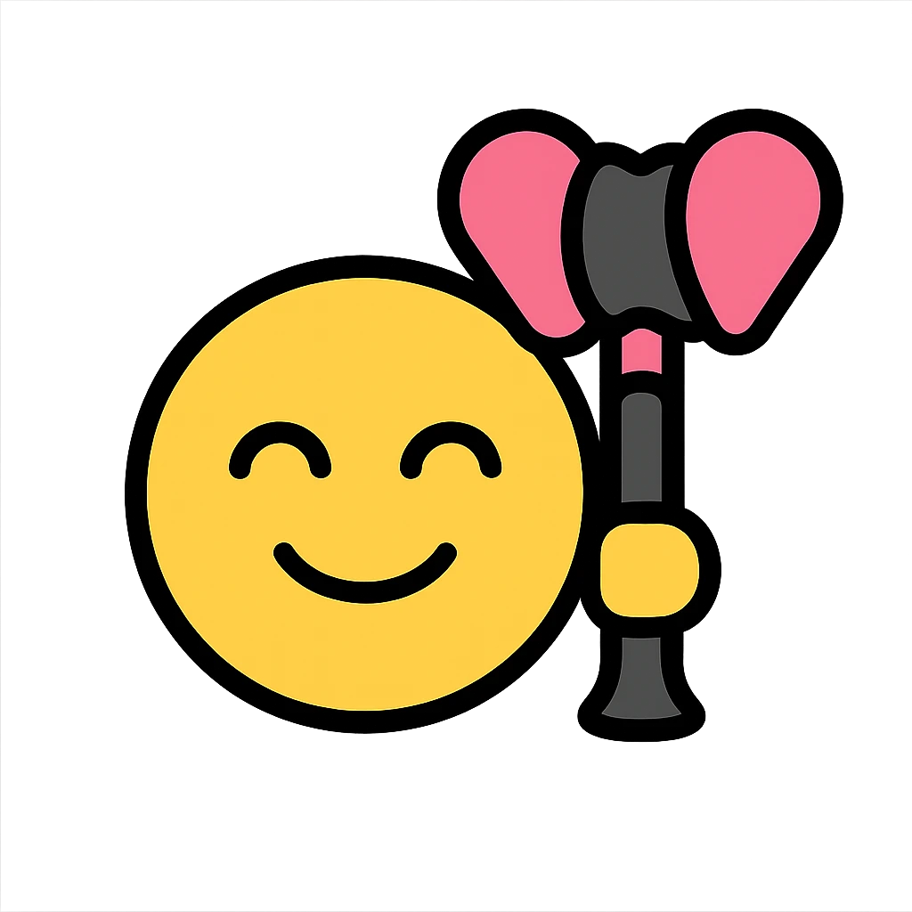 BLACKPINK-inspired emoji with black and pink lightstick, iconic and fun style emoji