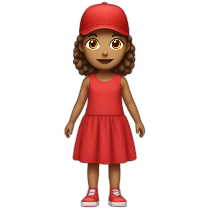 girl wearing a red dress and a cap full body emoji