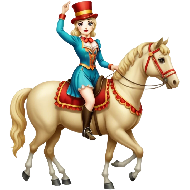 Vintage circus woman standing on horse emoji